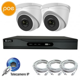 KIT videosorveglianza IP PoE - NVR 4 canali - 2 telecamere IP 2 Megapixel